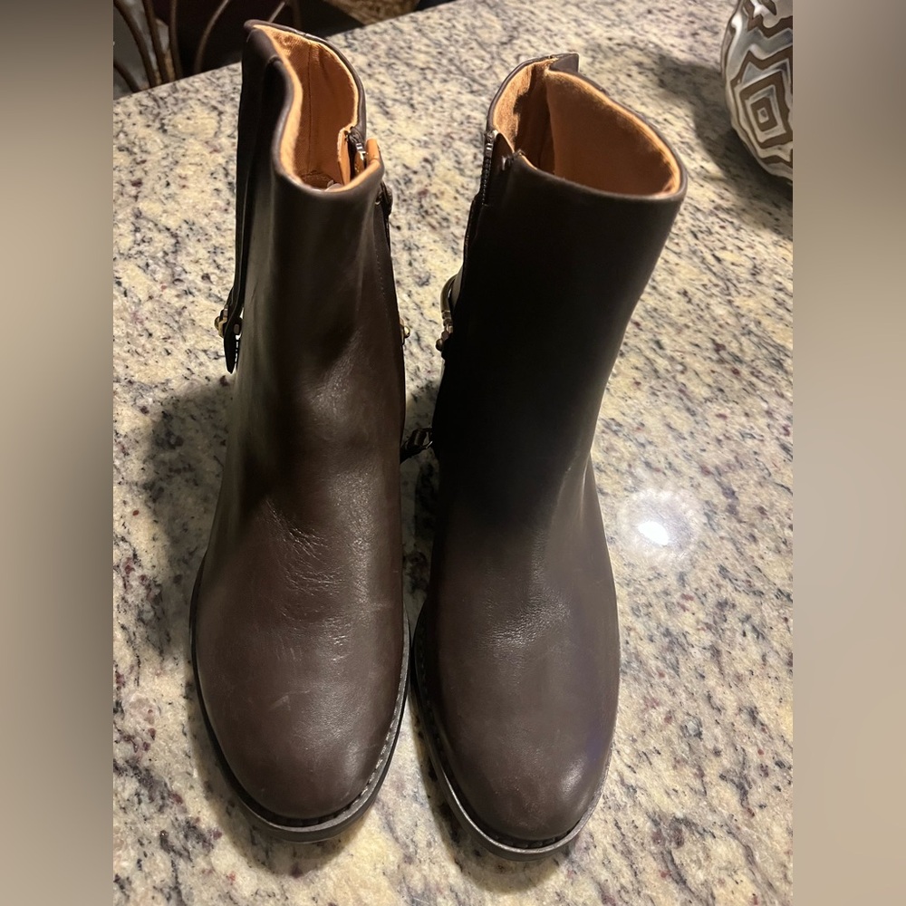 Franco Sarto Dark Brown Leather Ankle Booties